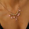 Red Ribbon Breast Cancer & AIDS Awareness Jewelry Set: Necklace, Nurse Bracelet, Badge