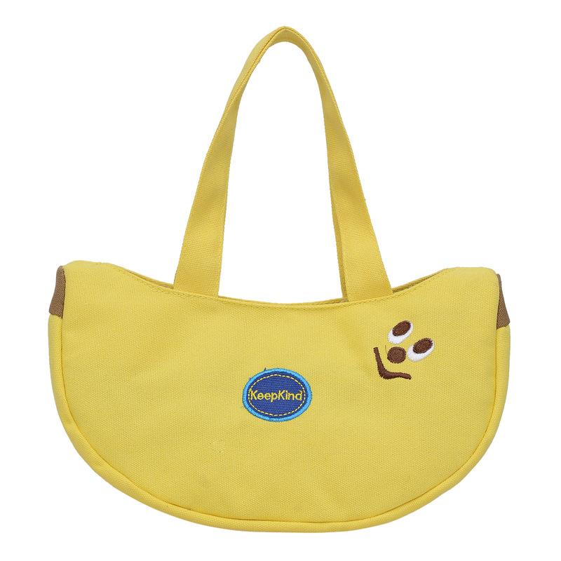 New Cute Cartoon Embroidered Canvas Bag Convenient Handbag for Office Workers Bao Ma Go Out Handbag Sundries Bag