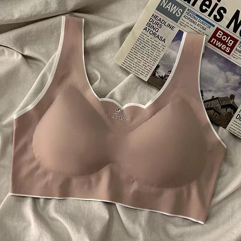 

Бесследное нижнее белье из ледяного шелка, женский бюстгальтер без стальной оправы, студенческие спортивные костюмы для девочек, чтобы показать грудь, маленькая жилетка, тонкая 2XL size [recommended 140-82.5kg]