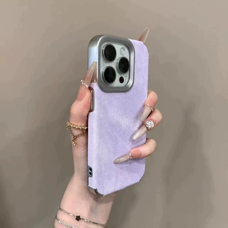 

Ретро джинсова тканина для чохла мобільного телефону Apple 16promax, для iPhone15pro гальванізована рамка 14 нішевий 13pro 11 протиударний захисний чохол 12pm iPhone 11 фіолетовий