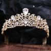 DIEZI New Baroque Korean Gold Color Crown Hair Accessories Luxury Crystal Tiara For Women Wedding Headdress Bridal Hair Zircon
