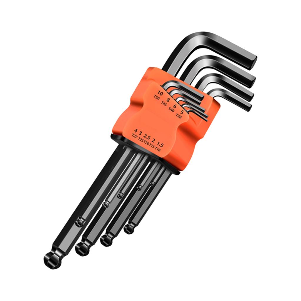 9Pcs Allen Key Wrench Lengthen Arm Ball End Hexagon Key Set Wrench L Shaped Micro Hex Wrench Screwdriver Tool Kit