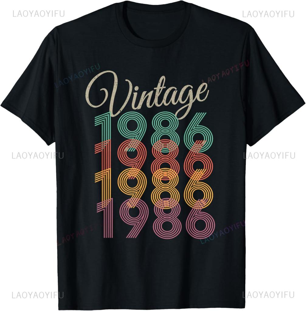 Vintage 39th Birthday Decorations Vintage 1986 39 Years Old Streetwear Custom Printed Graphic T Shirts Funny Shirt Camisas