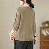 Autumn Winter Solid Color Loose Casual Knitting Top Women 3/4 Sleeve All-match Bottomed Pullovers Sweater
