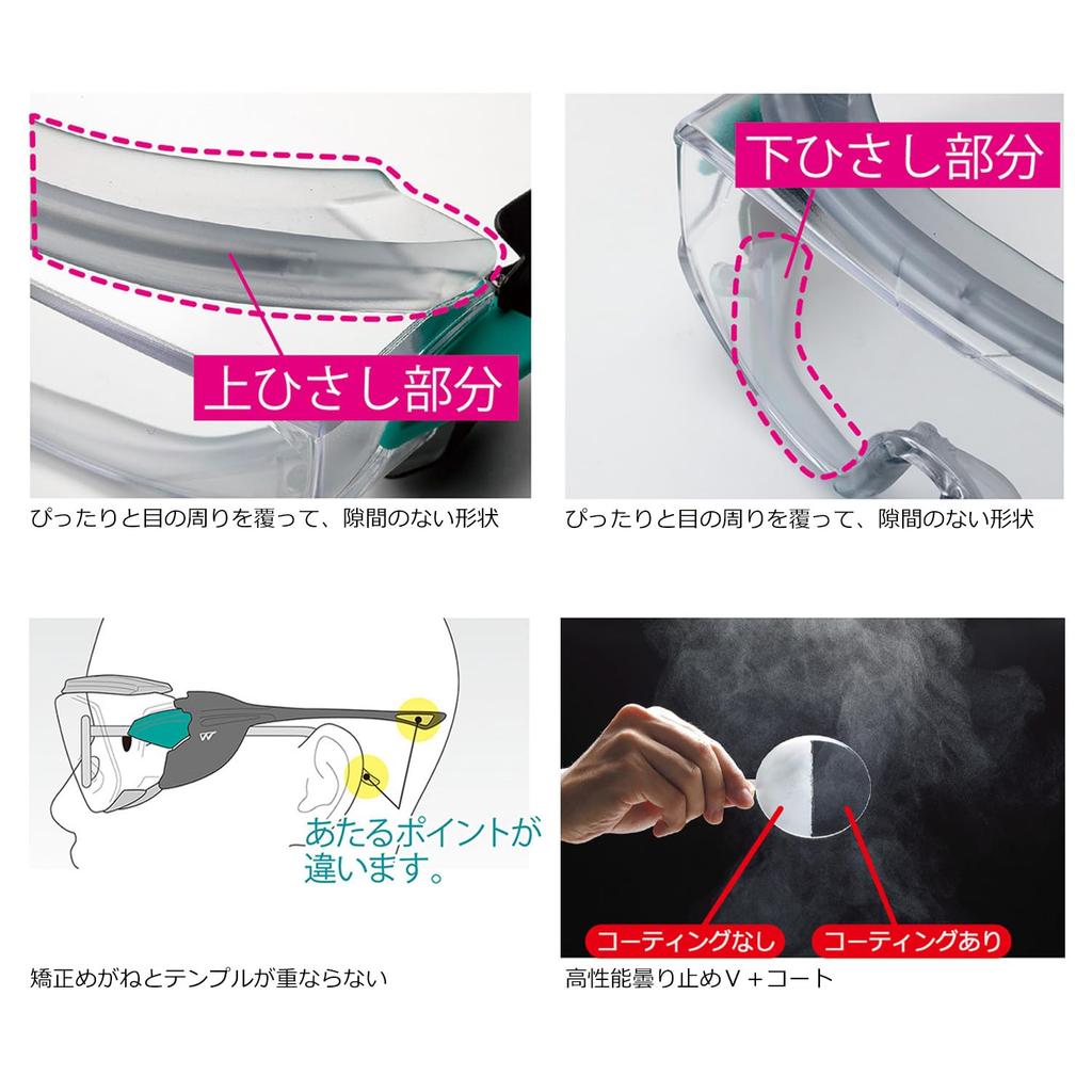 Vision Verde Safety Glasses Overglasses for UV Dustproof VS305F [Midori Anzen] Work, Anti-Fog, Cut,
