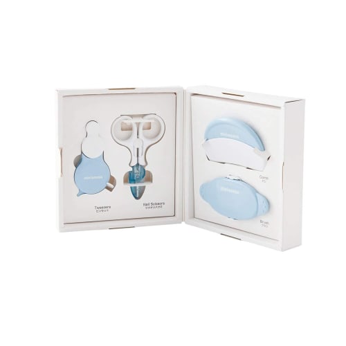 MIKI HOUSE Grooming Set: 4-Piece Set with Tweezers, Nail Clippers, Scissors, Comb, and Brush, Made In Japan, for Boys and Girls, Baby, Newborn, and Pr