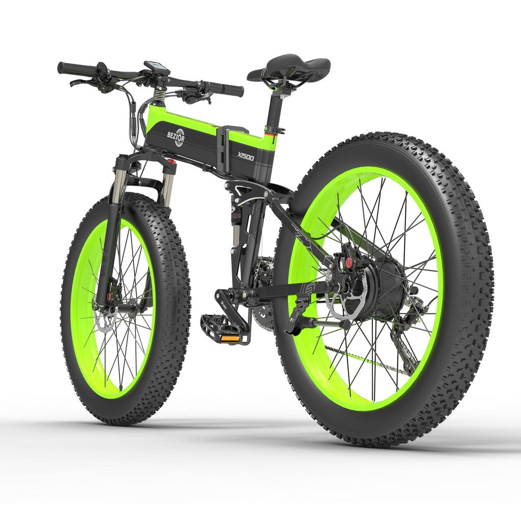 BEZIOR X1500 All-Terrain Faltbares Elektrofahrrad 1500W Motor 48V12.8AH Batterie Stadt Outdoor Elektrofahrrad 26 Zoll Offroad-Reifen E-Mountainbike
