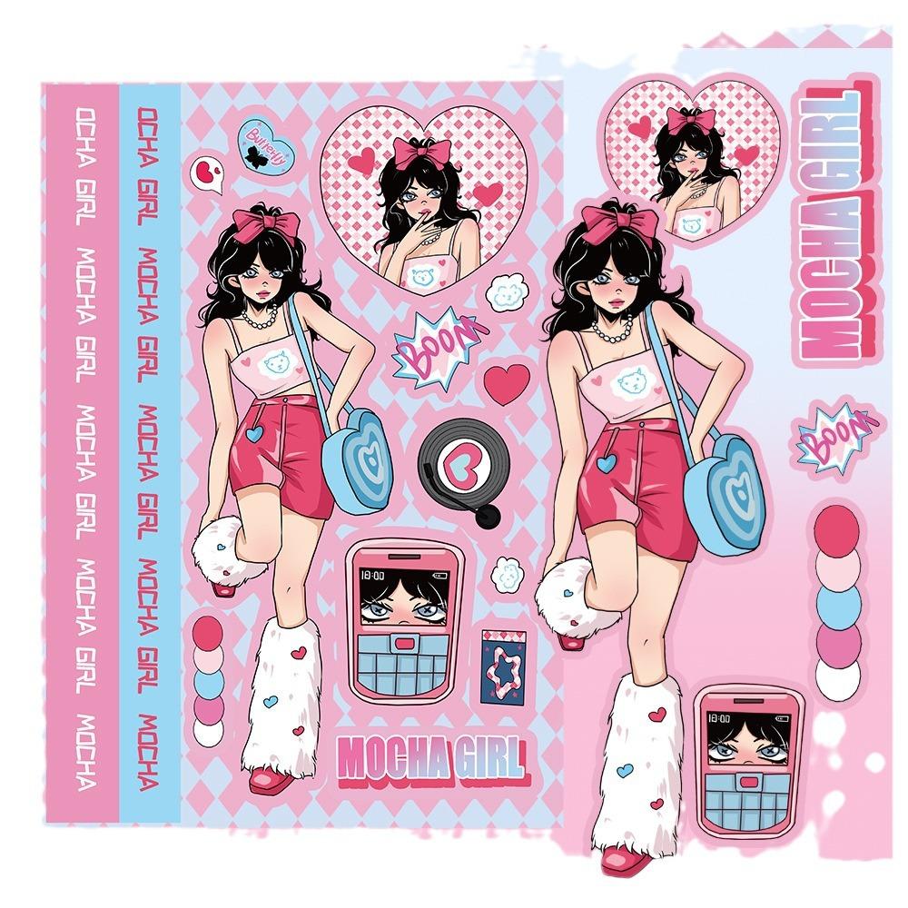 8 Loli Girl Guka Character Stickers DIY Hand Account Small Card Mobile Case Decoration Korean Ins
