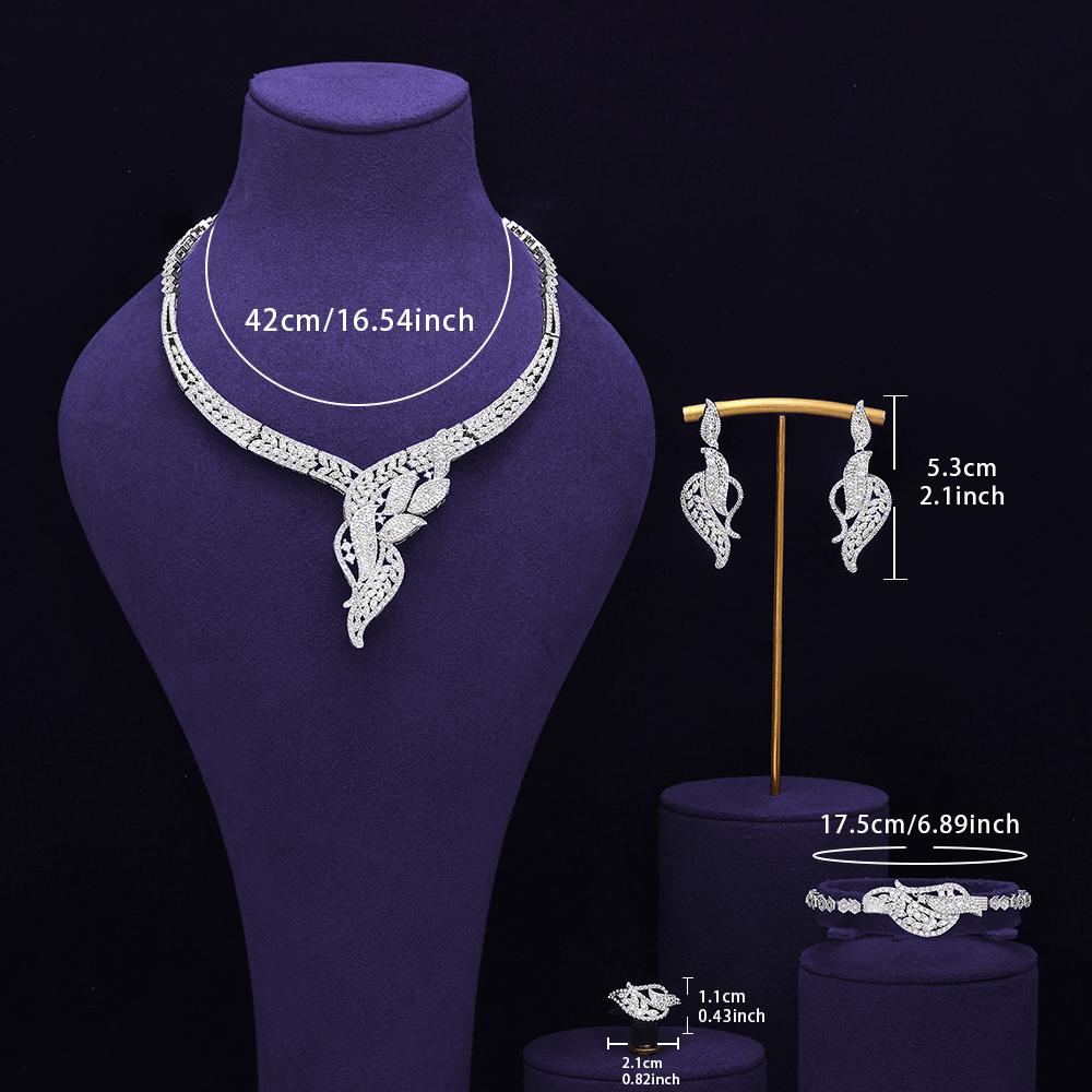 Sada svatebních šperků pozlacená bílým zlatem Svatební party Náhrdelník Šperky Sady Módní Dámské Doplňky