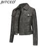 BITCED Women's Fashion Multi-Zip Decorated Biker Jacket Long-Sleeved Cardigan Style Trendy Jacket Spring/Autumn Lightweight Leather Jacket