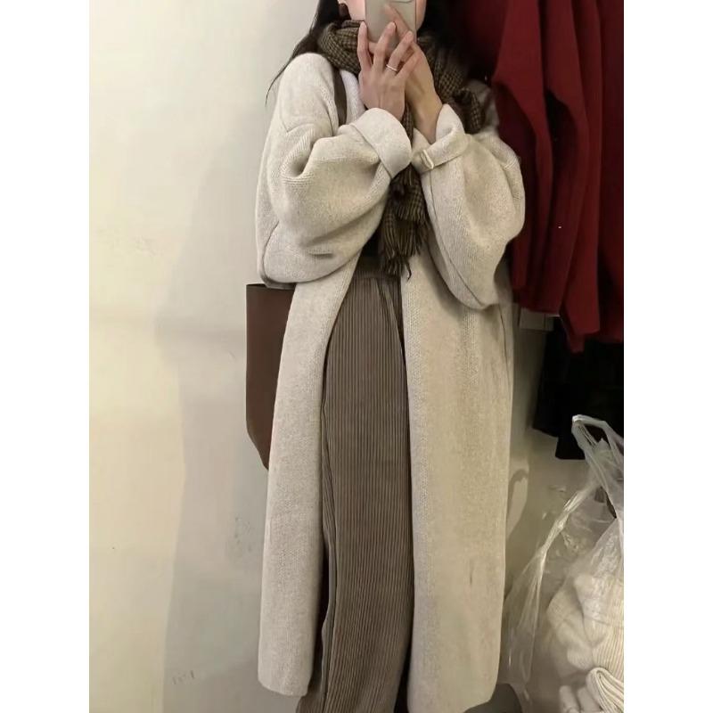 

Sweater jacket cardigan women s retro lazy wind loose medium and long coat women s autumn and winter new thick one size fits all