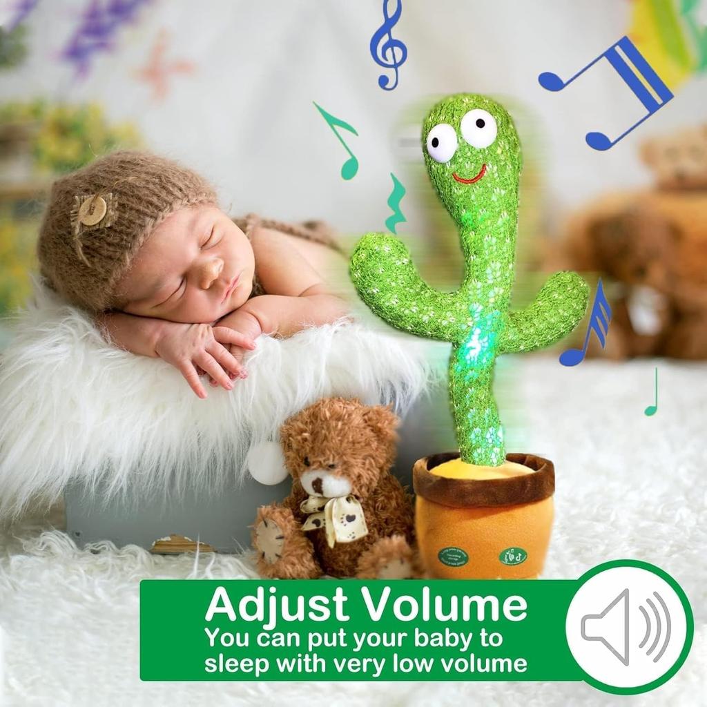 DancingTalking Cactus Mimicking ToyTalking Repeat Singing Sunny Cactus Toy 120 Pcs Songs for Baby 15S Record Your Sound Sing+Dancing+Recording+LED