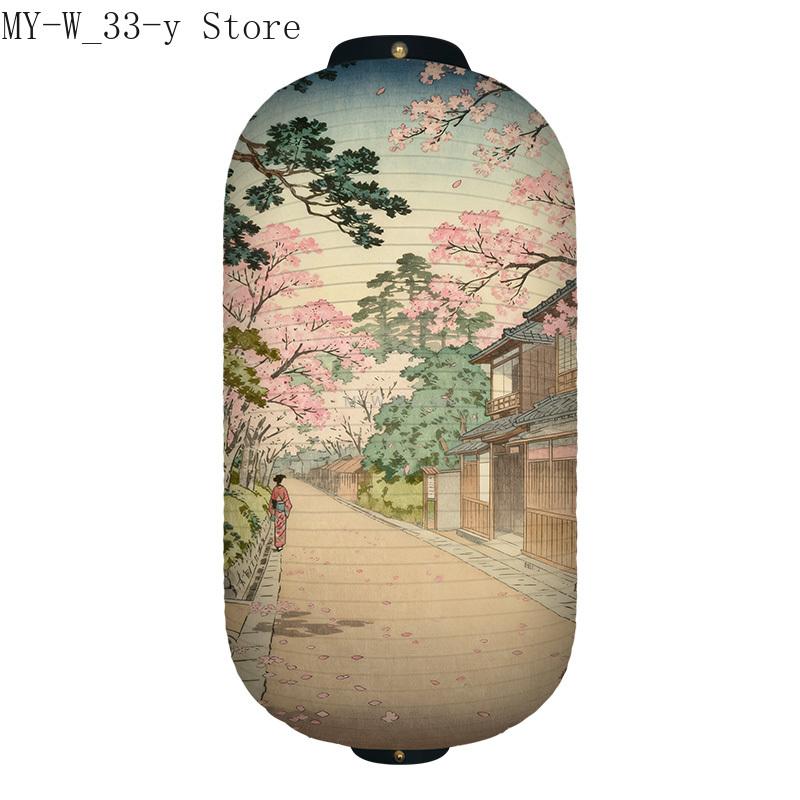 25x50cm Japanese-style Cherry Blossoms Cloth Lantern Ukiyo-e Traditional Printed Lantern Izakaya Cuisine Wedding Party Decor