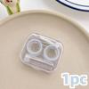 Transparent Contact Lens Case Portable Plastic Storage Box with Tweezer Suction Stick Set for Travel Holiday Companion Organizer