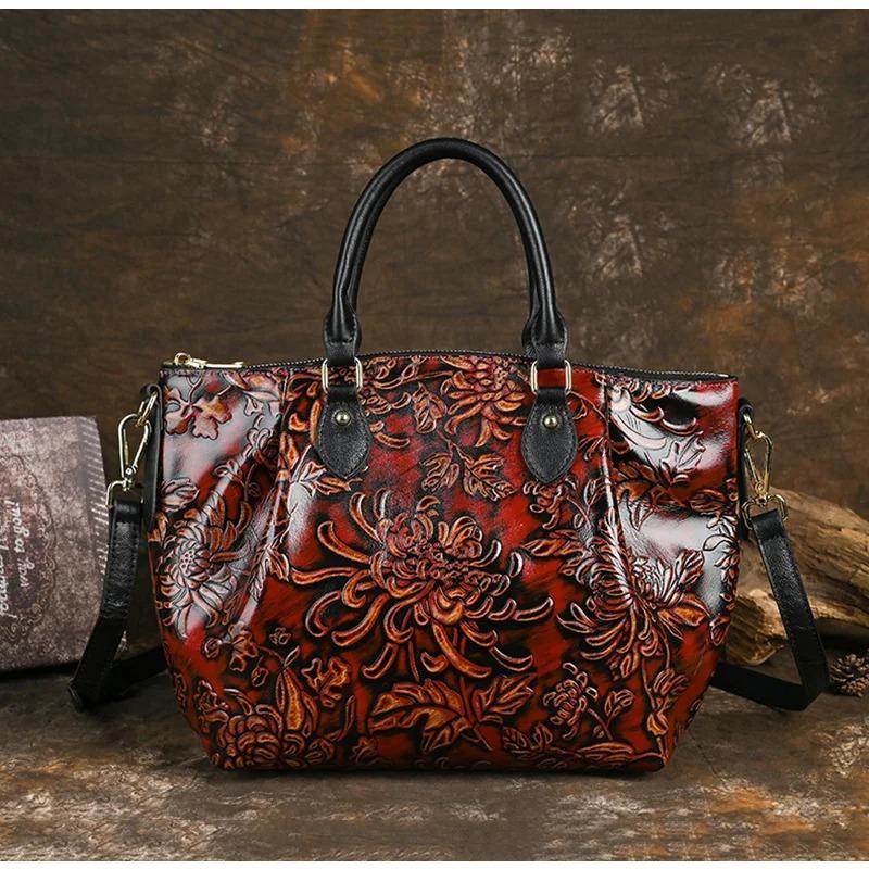 

Новые женские сумки ручной работы из натуральной кожи в ретро-китайском стиле с цветным и объемным тиснением.