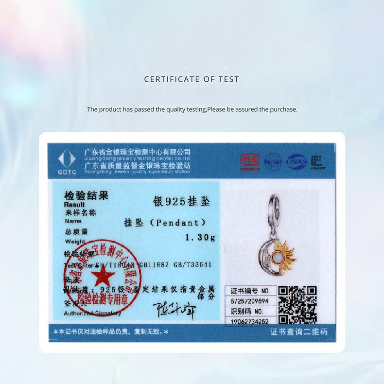 S925 Silver Opal Sun And Moon Opening And Closing Buckle Pendant Accessories Niche Plated K Gold Sun And Moon Beads