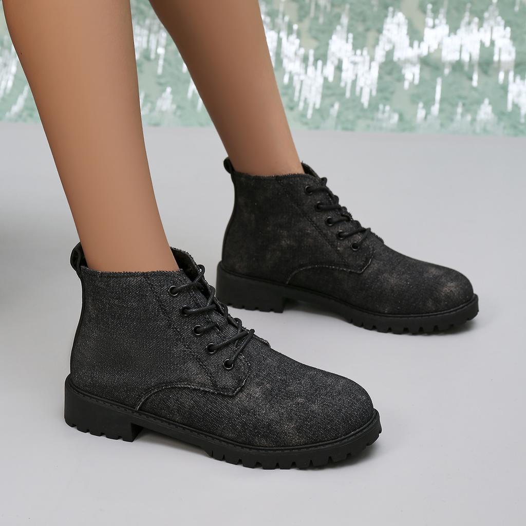 Fashion Solid Black Oxford Shoes Women's Work Leather Wedge Flats Women's Casual Lace-up Spring Shoes Women's