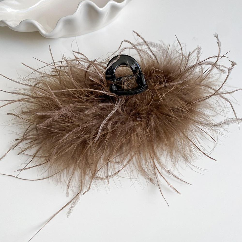 Autumn and Winter New Style Super Fairy Feather Catch Clip Large Hair Volume Large Back of The Head Shark Clip Pure Desire Wind Hair Clip Headdress