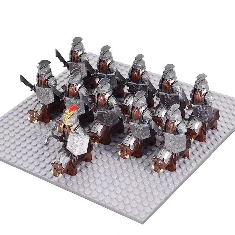 MOC Medieval Uruk-hai Orc Soldiers Raider Vargr Wolf Mount Knights Mini Figurine Building Block Set Educational Toy for Kids