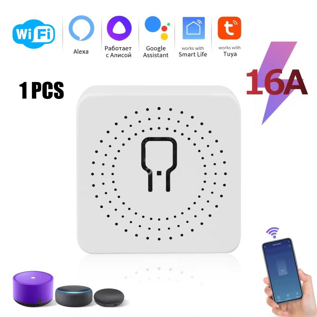 Tuya WiFi Mini Smart Switch 16A/20A DIY Relay Breaker 2-Way Control Timer Voice Control Smart Home