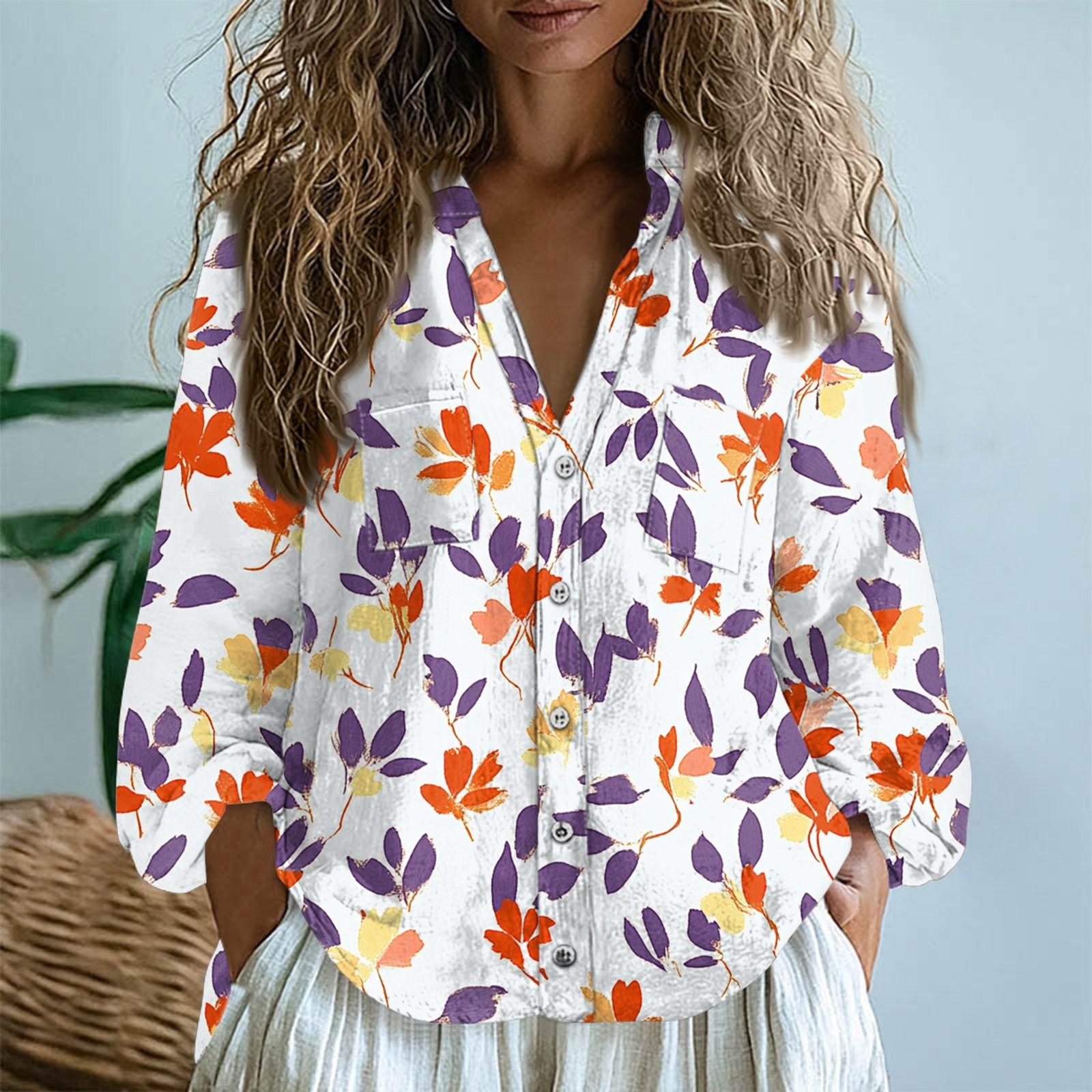 

Женские хлопковые льняные топы с длинными рукавами, свободные футболки с V-образным вырезом в стиле бохо, винтажные блузки XXL фиолетовый