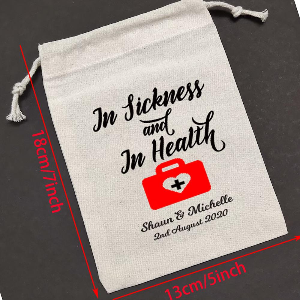 5Pcs Personalized Sets of In Sickness and In Health Bags Bachelorette Party Recovery Kit Wedding Emergency Kit Hangover Survival
