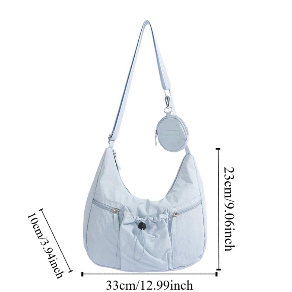 Versatile Crossbody Dumpling Bag Large Capacity Nylon Shoulder Bag Pleated Drawstring Bag  Travel