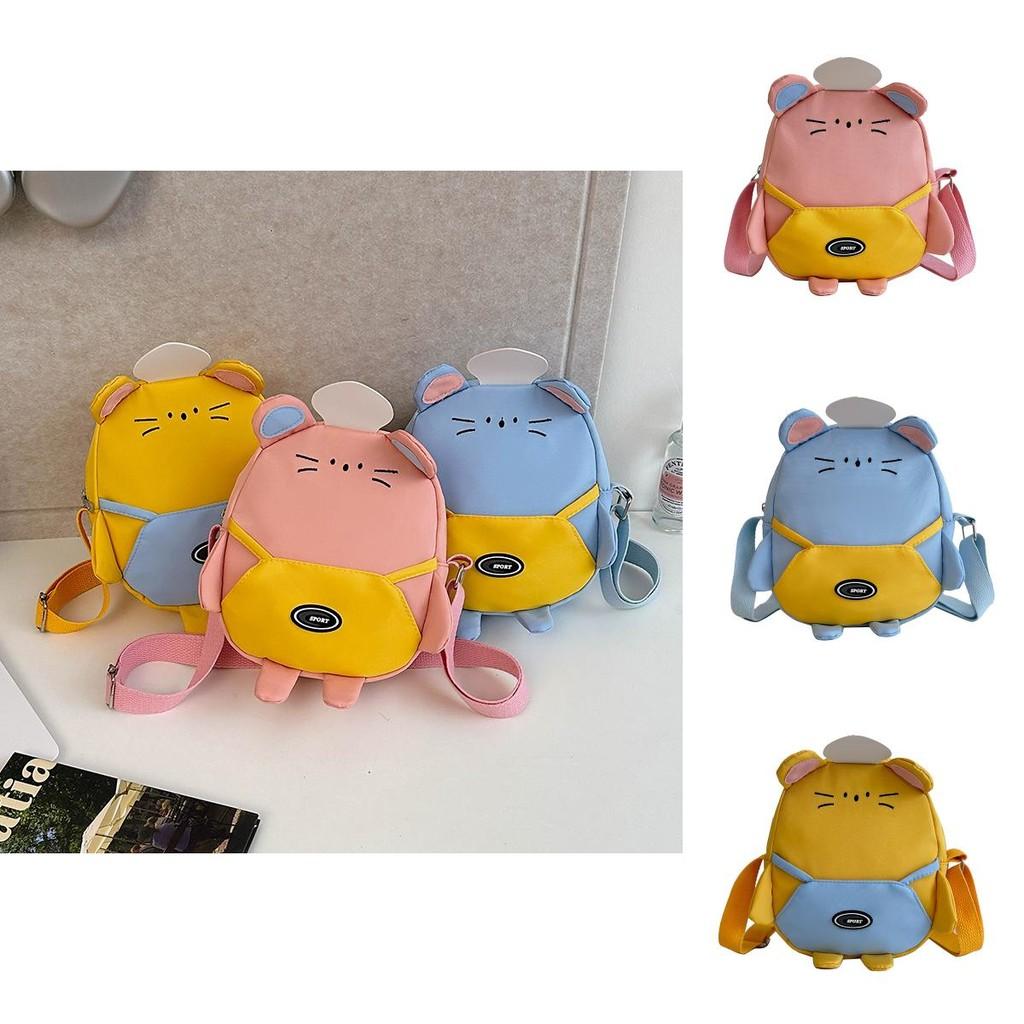 Adorable Cartoon Kids Crossbody Bag Featuring Stylish Color Blocking For Boys Girls And