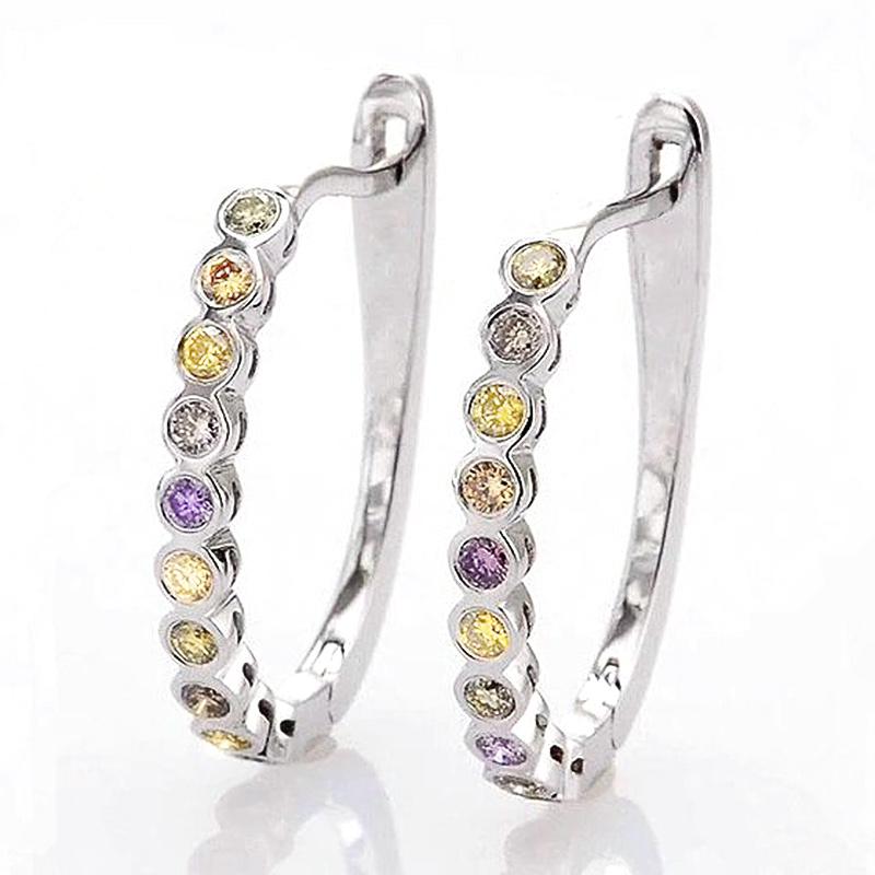 

Серьги-кольца Huitan Simple U-образной формы с цветными кубическими цирконами, модные аксессуары для женщин, повседневные универсальные украшения