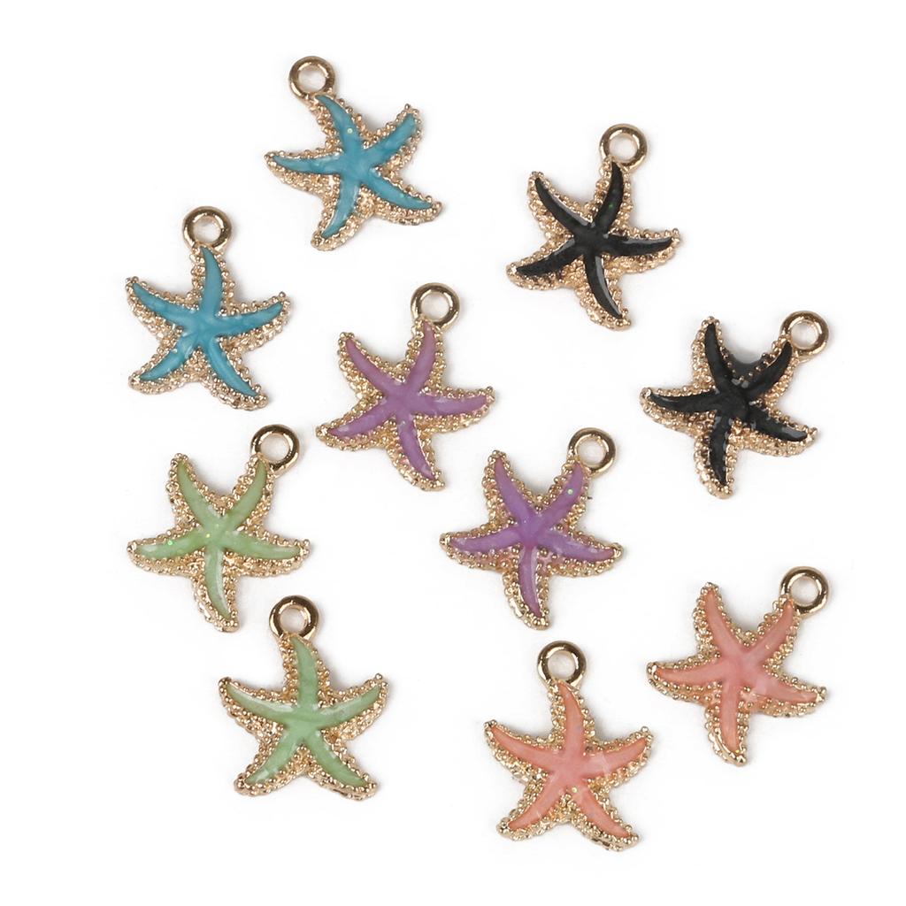 9-12Pcs Multi-Styles Starfish Shell Conch Crown Enamel Charms Pendant For Jewelry Making DIY Bracelet Necklace