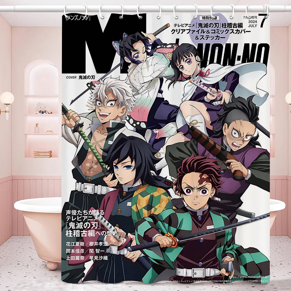 D-Demon Slayer 1pc Shower Curtain Polyester Waterproof Shower Curtain Bathroom Partition Curtain Decoration Accessories