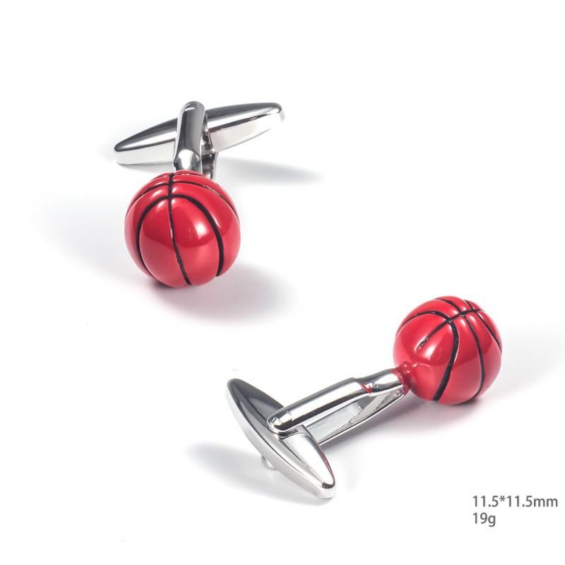 Spot New Baked Paint Fun Basketball Shaped Metal Cufflinks Foreign Trade Casual French Shirts Wholesale