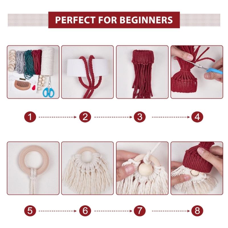 Weihnachtsmann DIY-Kits mit Anleitung, DIY Makramee Weihnachtsdekorationen