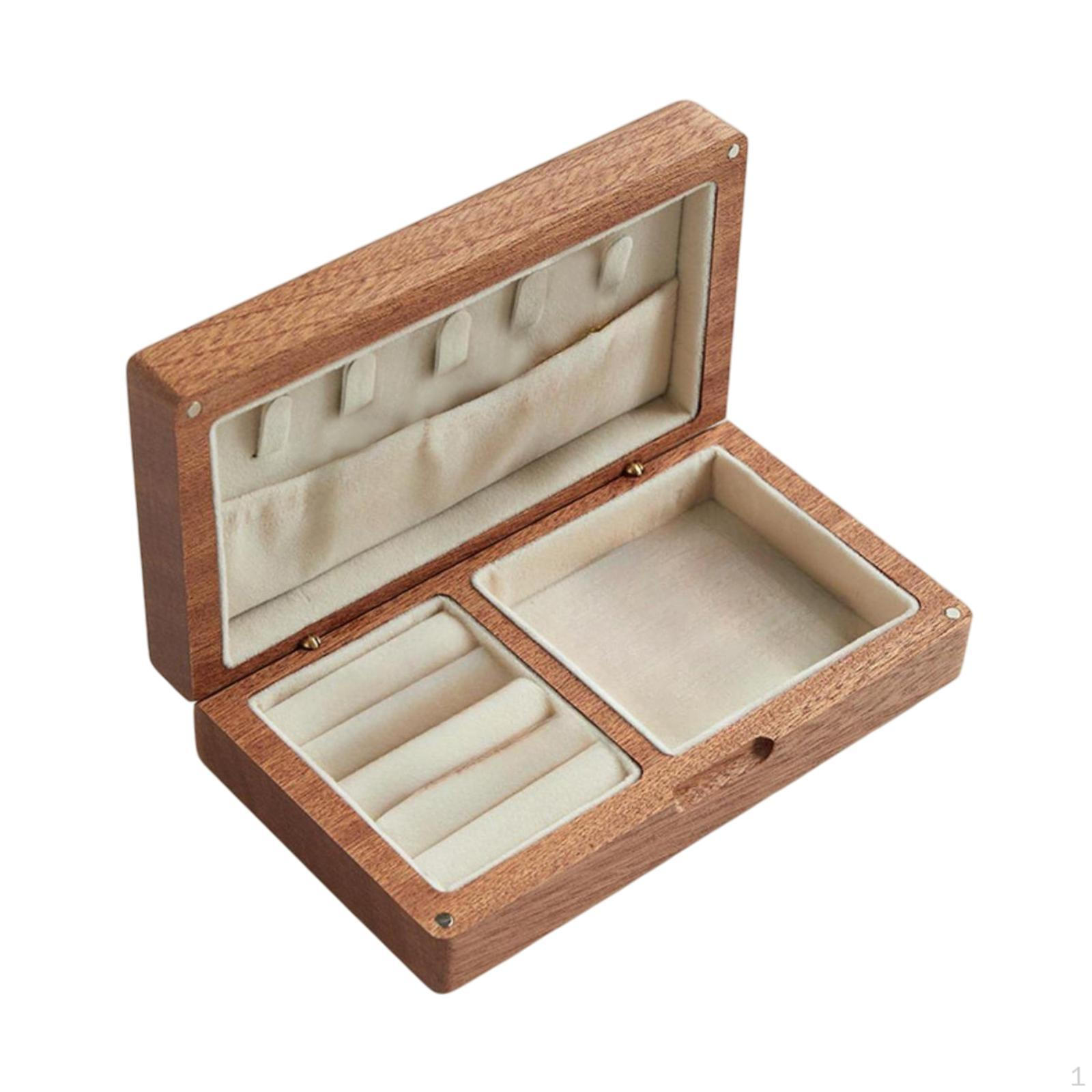 

Деревянная шкатулка для безделушек, контейнер для хранения настольных украшений, органайзер для браслетов, самодельных бусин White Ebony