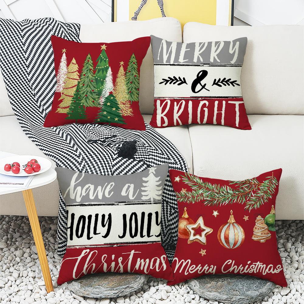 Christmas Festive Atmosphere Digital Letter Printing Christmas Tree Elements Home Leisure Bedroom Sofa Cushion