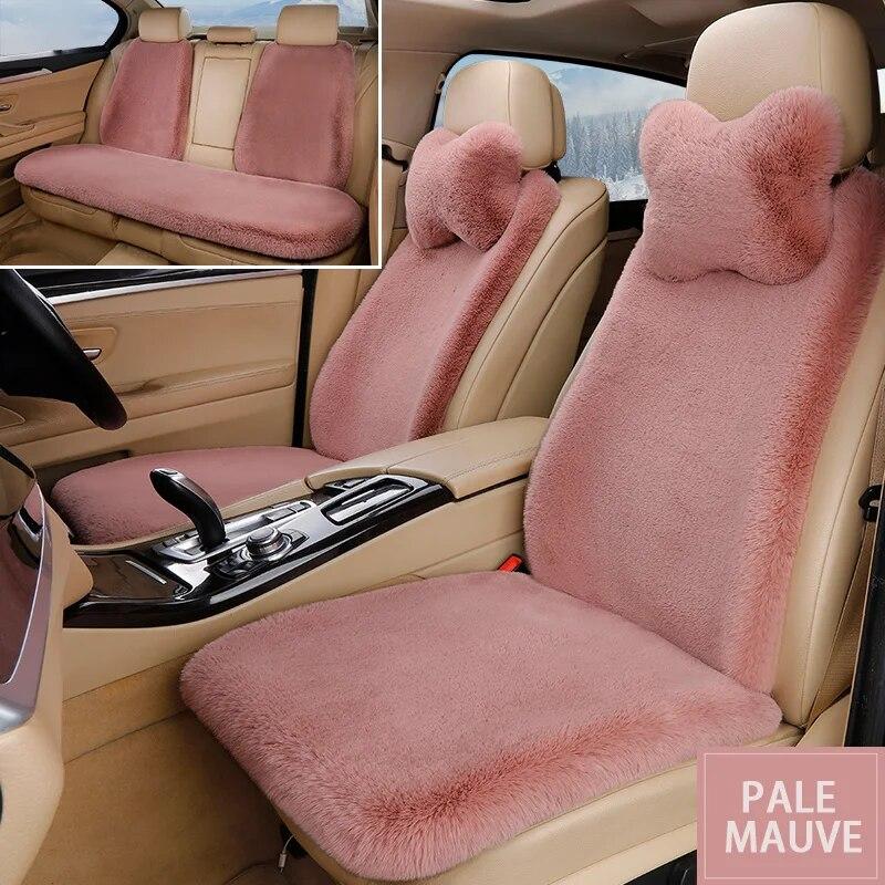 

Универсальный размер, плюшевый меховой чехол для автомобильного сиденья, чехол для салона автомобиля, передняя и задняя подушка автомобиля, 5 защитных подушек для сидений 9-pcs pale mauve