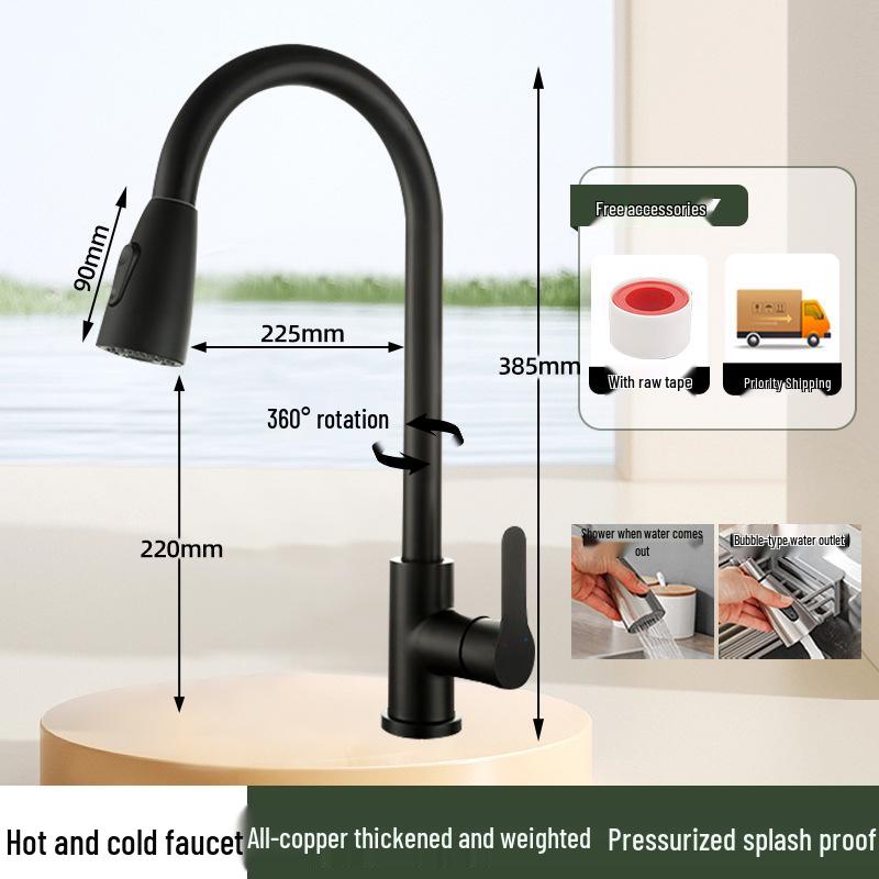 Stainless Steel Anti-Splash Hot & Cold Kitchen Faucet for Vegetable Sink & Washbasin