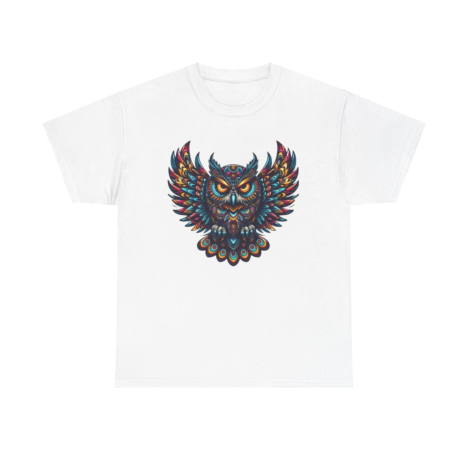 Psychedelic Owl TShirt, Unisex Tee, Colorful Bird Shirt, Hippie Graphic Top S разноцветный