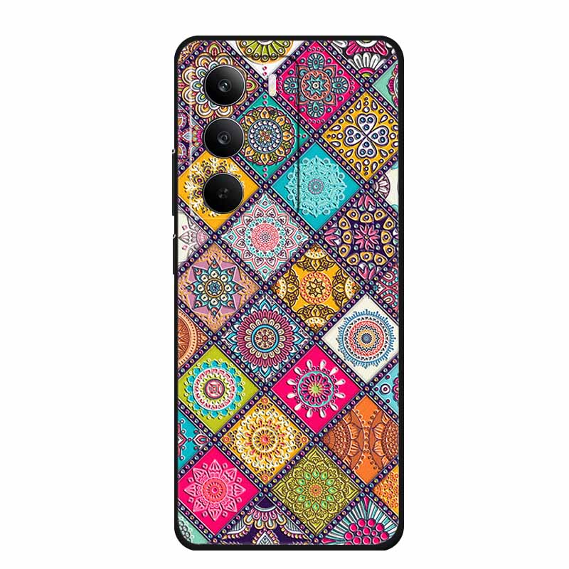 3D Emboss Case For Realme C75 4G 5G C75x V70 V70s 14x Realme C71 4G Case C 75 71 Coque Flower Black Silicone Soft Back Cover Bag