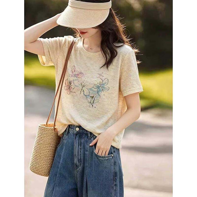 Awakening Paradise American Retro Knit T-Shirt M
