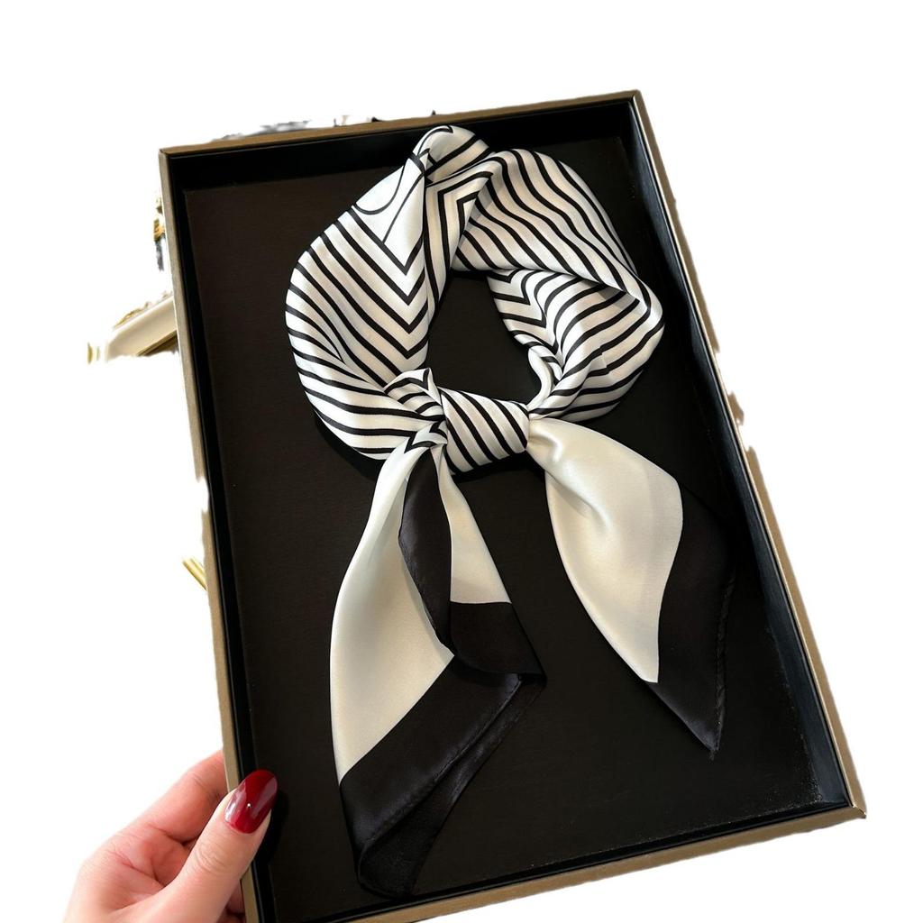 Versatile Faux Silk Small Square Scarf - Elegant Neck Accessory for Spring and Summer