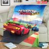 Horizon Chase Turbo Themed Flannel Blanket, 2D Flat Warm Throw, Retro Racing Game Sofa Blanket