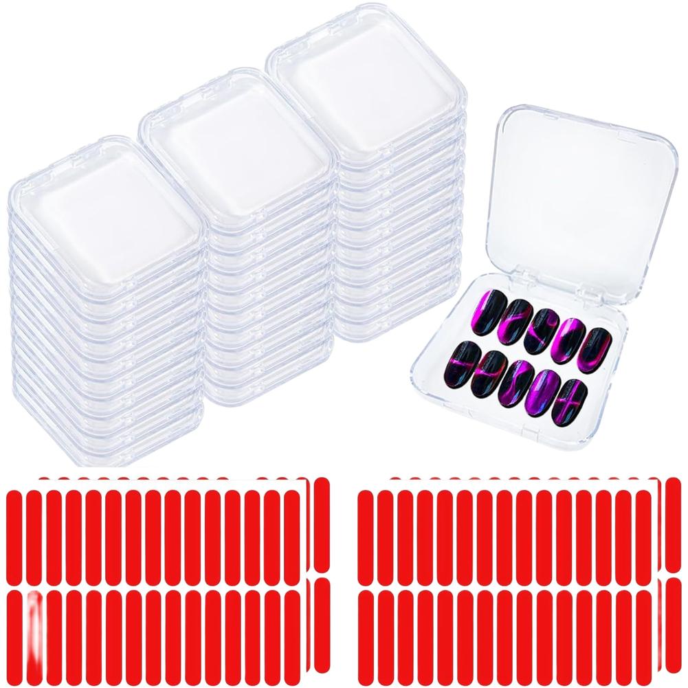 1set Nail Display Box And 1set Of Accessories Acrylic Nail Display Box With Double Sided Tape For Press On Nails Storage Case