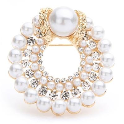Round Corsage Silk Scarf Buckle Creative Elegant Fashion All -Match Brooch Silk Rhinestone Pearl Silk Scarf Buckle