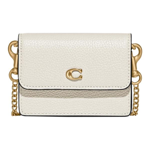 

Coach 1 Card Case Series Minimalist C Logo Flap Chain Crossbody Wallet Women crossbody bag White C6718-B4HA Basic Set (Bag+Dust Bag)
