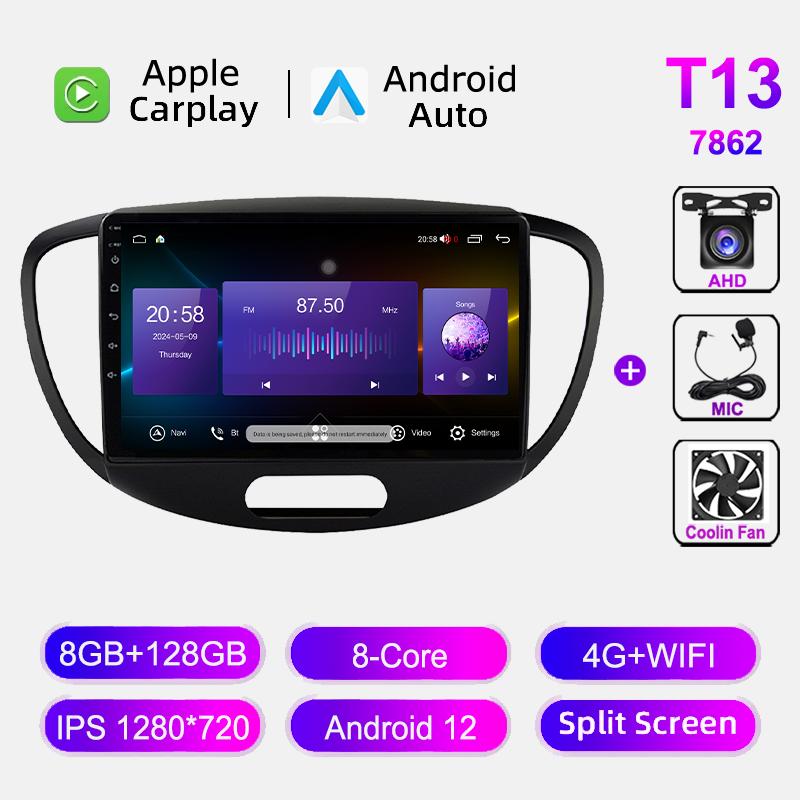 4G WIFI Android 12 Car Radio For Hyundai Grand I10 2008-2012 Multimedia Video Player GPS Navigation BT Carplay Auto Head Unit