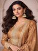 Women Elegant Gold Kurta Set with Dupatta – Embroidered Ethnic Suit, Party & Wedding Wear