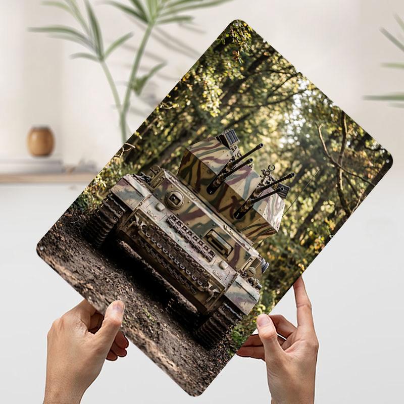 Camouflaged Tank in Forest Metal Poster Perfect Gift for Fans Lovers Personalized Wall Art Metal Sign for Home Decor Living Room