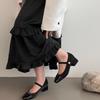 Herbstliche Ballerinas mit eckiger Spitze, modische Blockabsätze, Mary Jane Schuhe, lässige flache Schnalle, Schuhe mit weicher Sohle, Damenschuhe