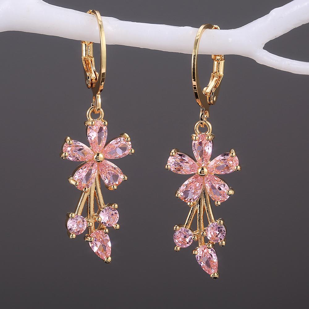 Delicate Flower Shape Women Drop Earring Bright Color Wedding Ceremony Earrings Fancy Girl Gift Fashion Jewelry Wholesale